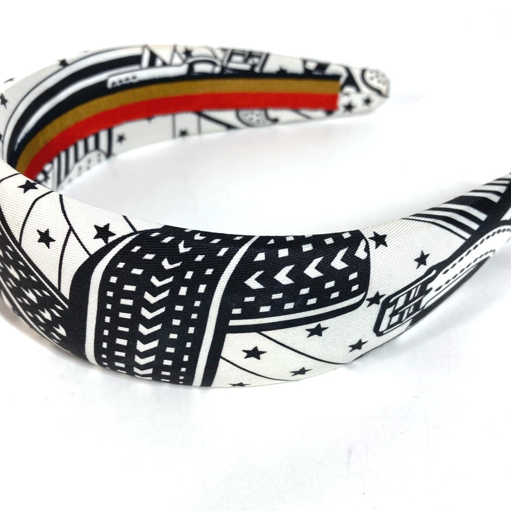 HERMES Gina Zigzag Headband Hair Accessory Silk Women's White