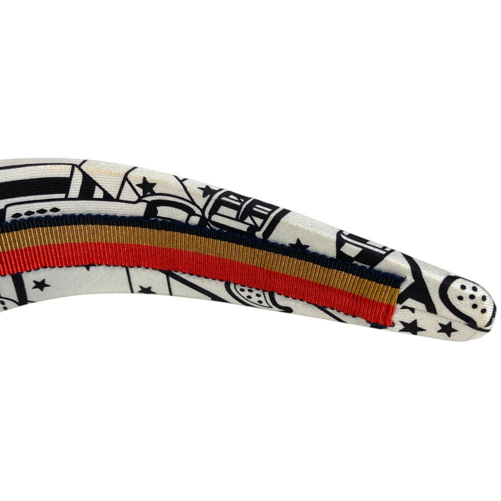 HERMES Gina Zigzag Headband Hair Accessory Silk Women's White