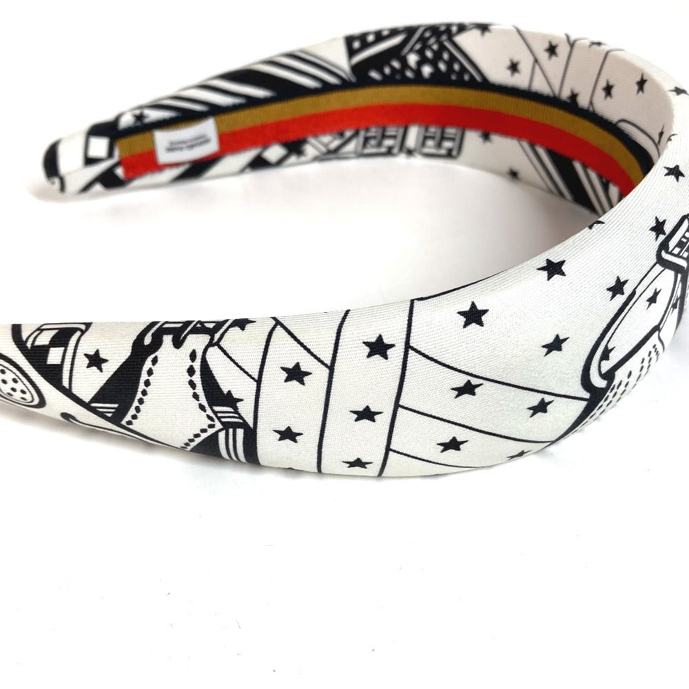 HERMES Gina Zigzag Headband Hair Accessory Silk Women's White
