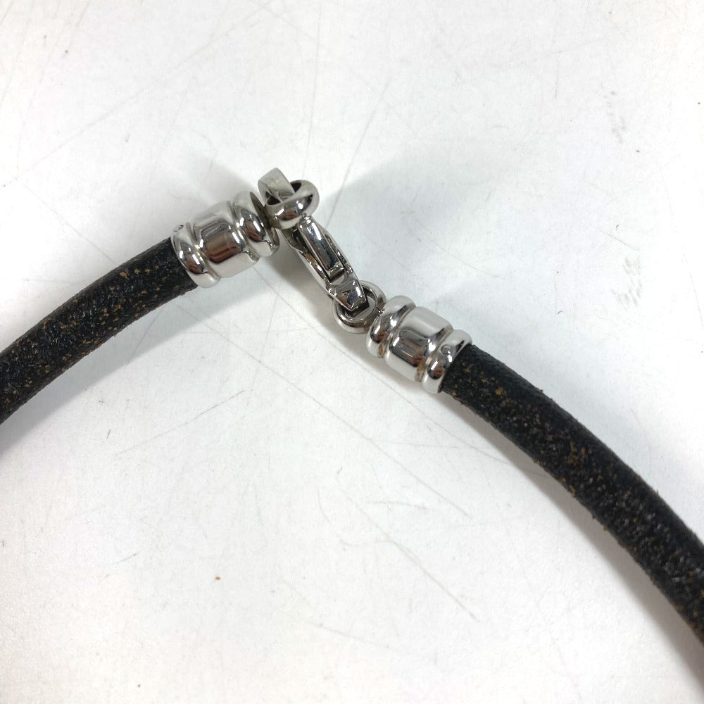 BVLGARI Choker Accessory Leather Necklace Unisex Black