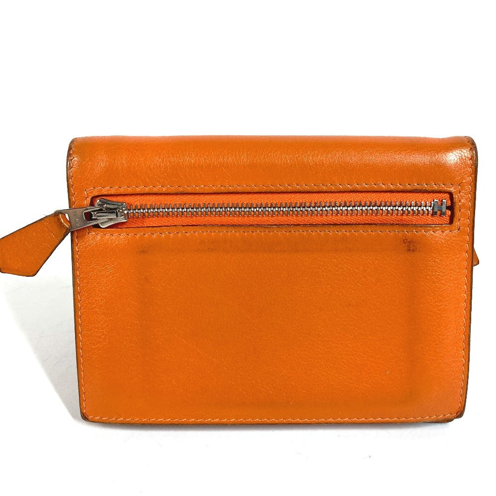 HERMES Zipzak Compact Wallet Bi-fold Swift Unisex Orange