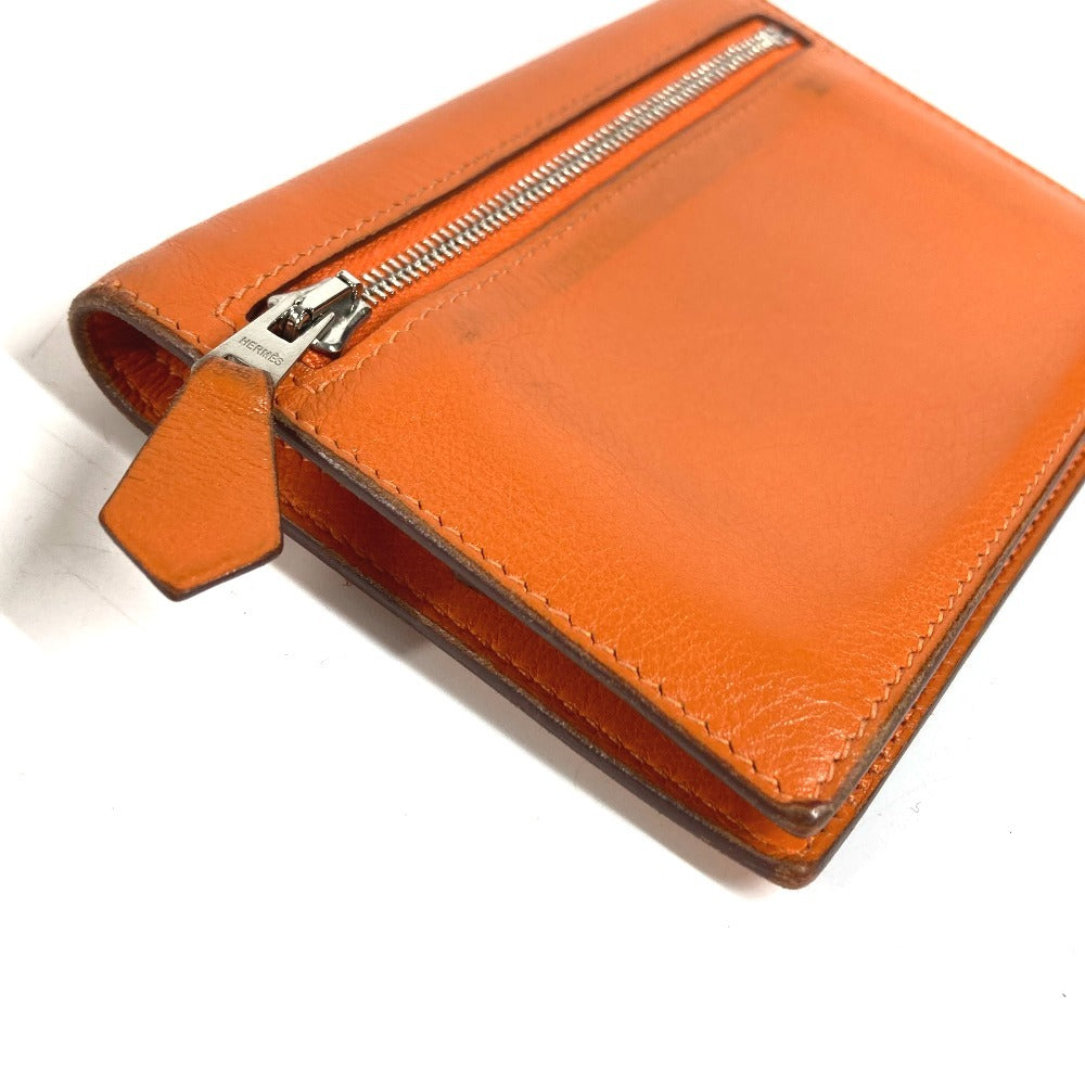 HERMES Zipzak Compact Wallet Bi-fold Swift Unisex Orange