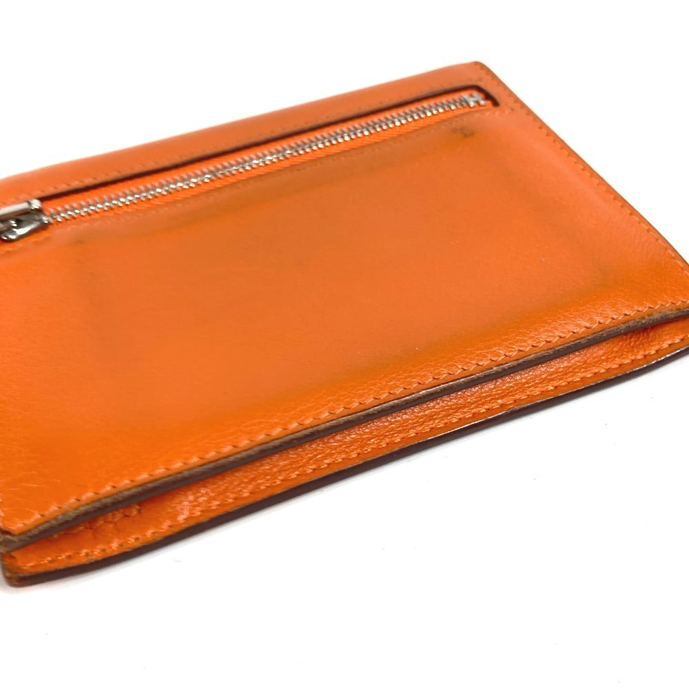 HERMES Zipzak Compact Wallet Bi-fold Swift Unisex Orange