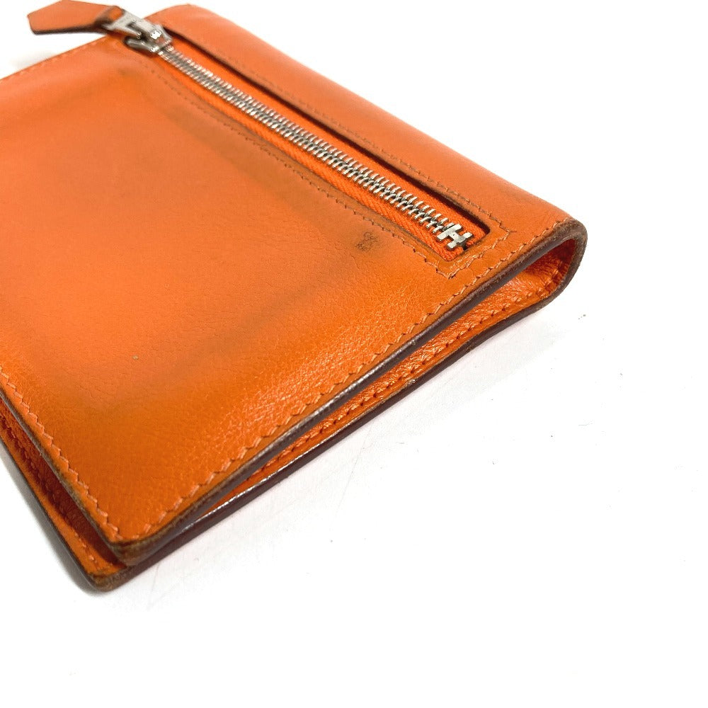 HERMES Zipzak Compact Wallet Bi-fold Swift Unisex Orange