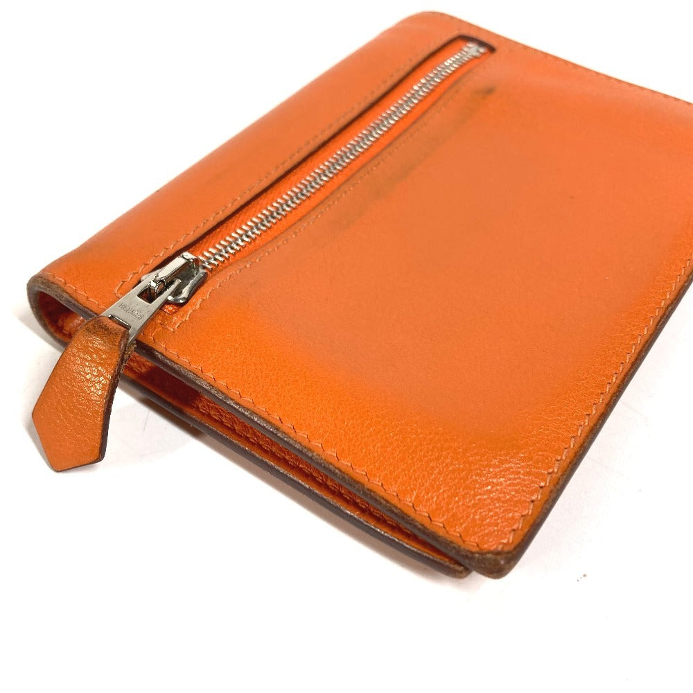 HERMES Zipzak Compact Wallet Bi-fold Swift Unisex Orange