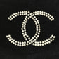 CHANEL 23S フェイクパール フリンジ マフラー カシミヤ ユニセックス ブラック