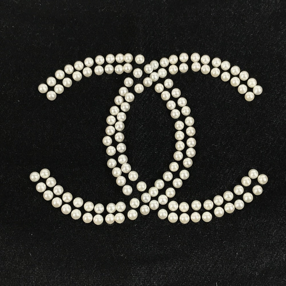 CHANEL 23S フェイクパール フリンジ マフラー カシミヤ ユニセックス ブラック