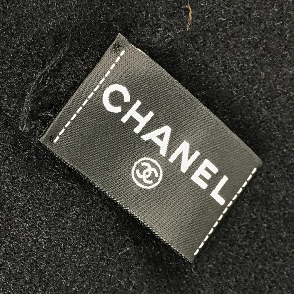 CHANEL 23S フェイクパール フリンジ マフラー カシミヤ ユニセックス ブラック