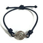 VERSACE Medusa Logo Accessory Bangle Bracelet Leather Unisex Navy