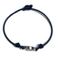 VERSACE Medusa Logo Accessory Bangle Bracelet Leather Unisex Navy