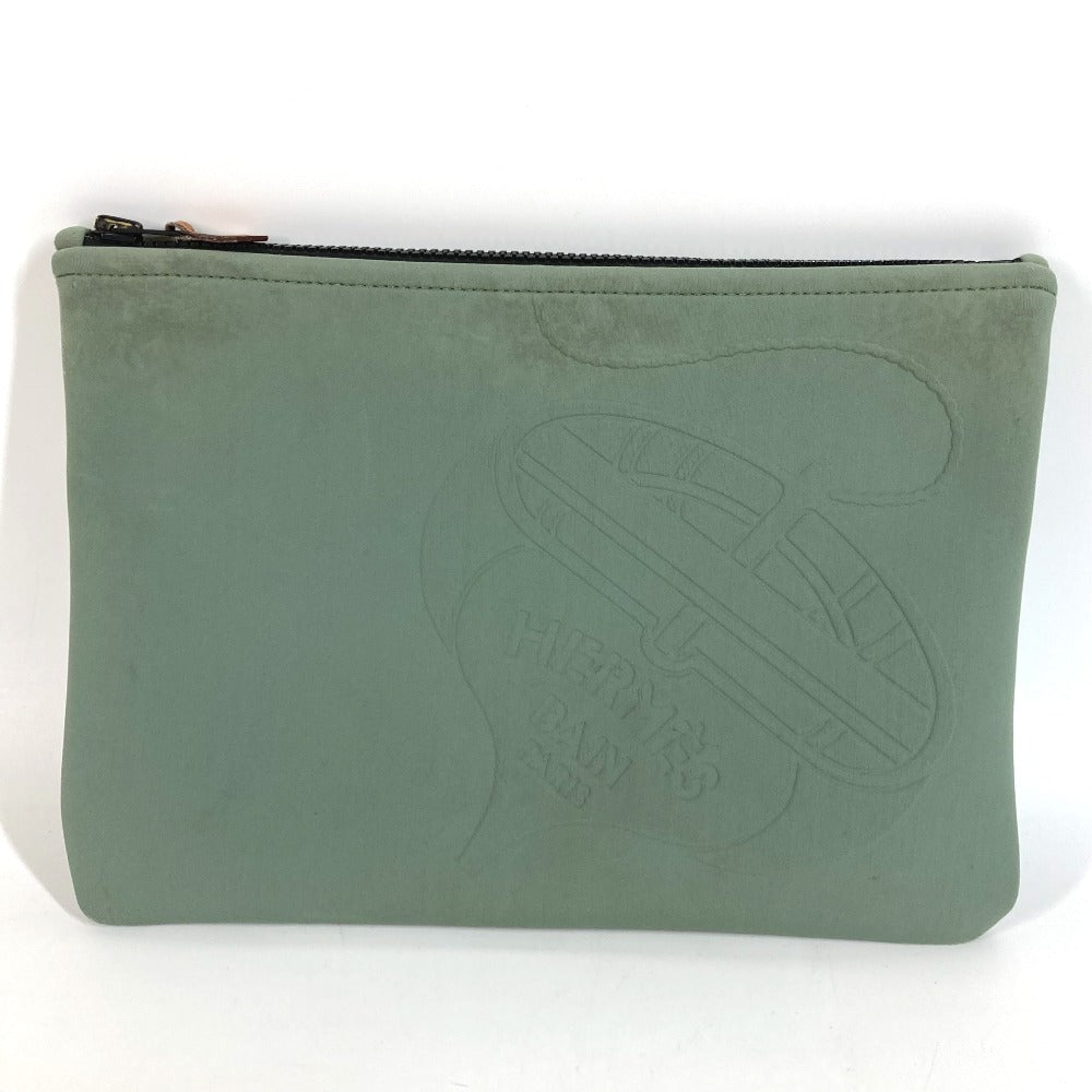 HERMES Trousse de Toilette Neobain MM Neobain MM Thalassa Clutch Bag Makeup Pouch Multi-Pouch Pouch Polyamide Unisex Khaki-like