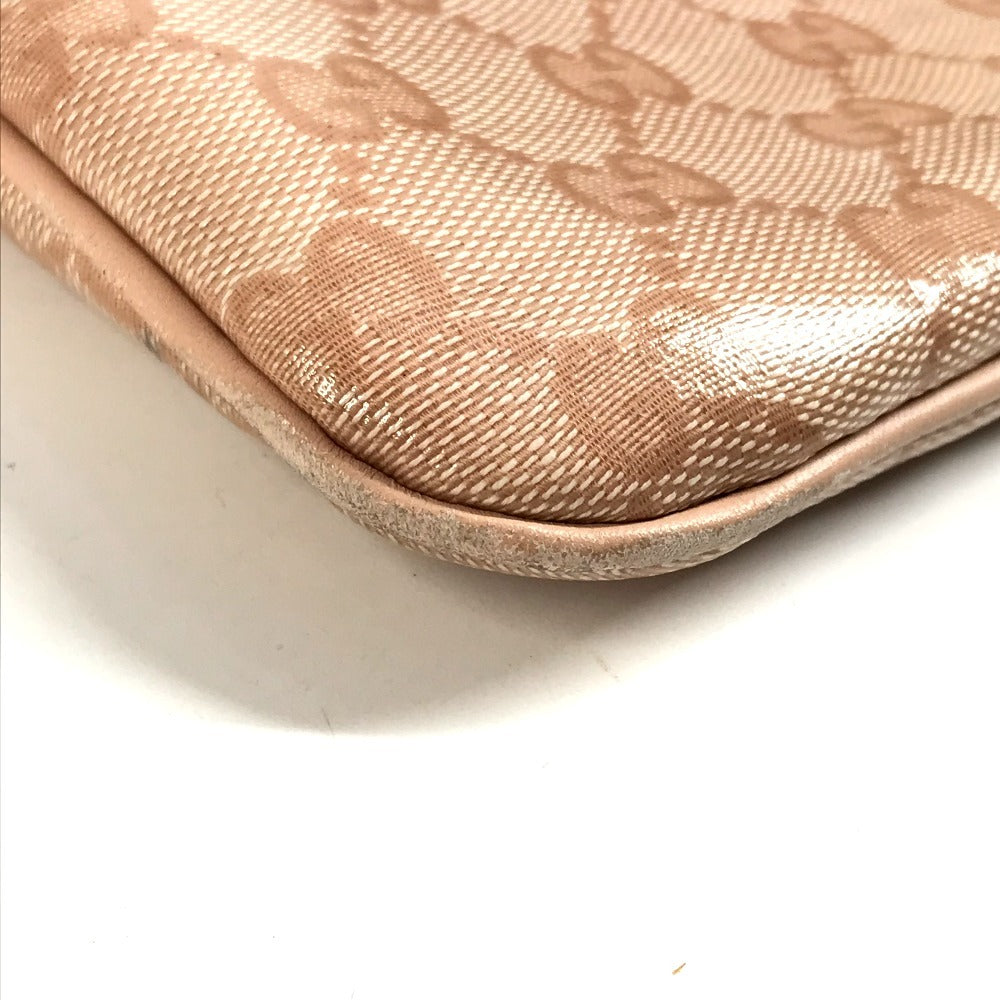 GUCCI 257246 GG Logo Crossbody Pochette Shoulder Bag Leather/Coated Canvas Unisex Pink