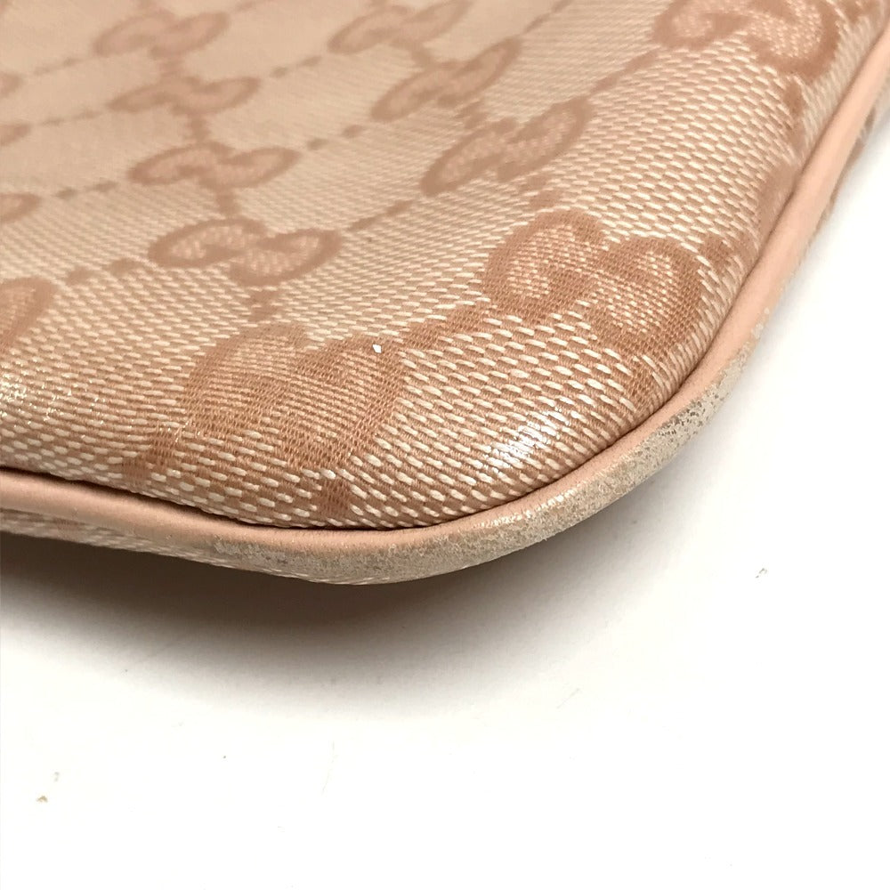 GUCCI 257246 GG Logo Crossbody Pochette Shoulder Bag Leather/Coated Canvas Unisex Pink