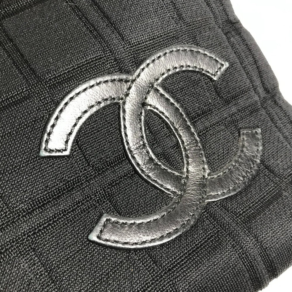 CHANEL CC ココマーク ロゴ チョコバー トートバッグ カバン Wチェーン チェーンバッグ ショルダーバッグ コットン ユニセックス ブラック