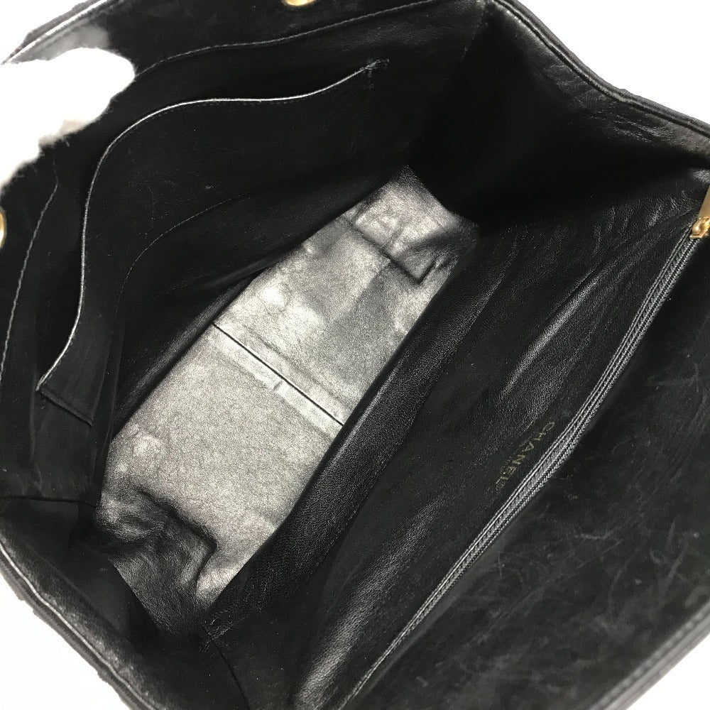 CHANEL CC ココマーク ロゴ チョコバー トートバッグ カバン Wチェーン チェーンバッグ ショルダーバッグ コットン ユニセックス ブラック