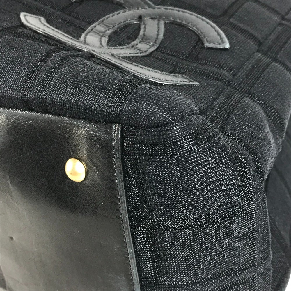 CHANEL CC ココマーク ロゴ チョコバー トートバッグ カバン Wチェーン チェーンバッグ ショルダーバッグ コットン ユニセックス ブラック