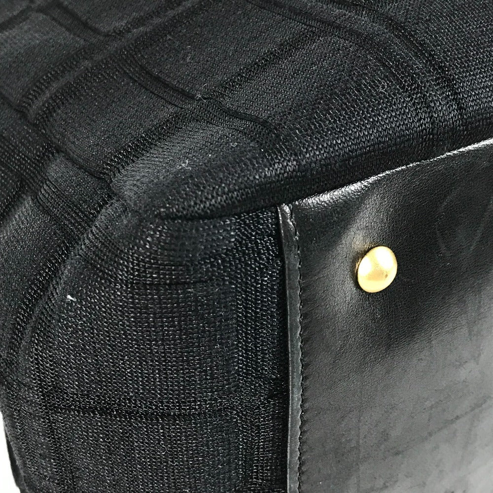 CHANEL CC ココマーク ロゴ チョコバー トートバッグ カバン Wチェーン チェーンバッグ ショルダーバッグ コットン ユニセックス ブラック
