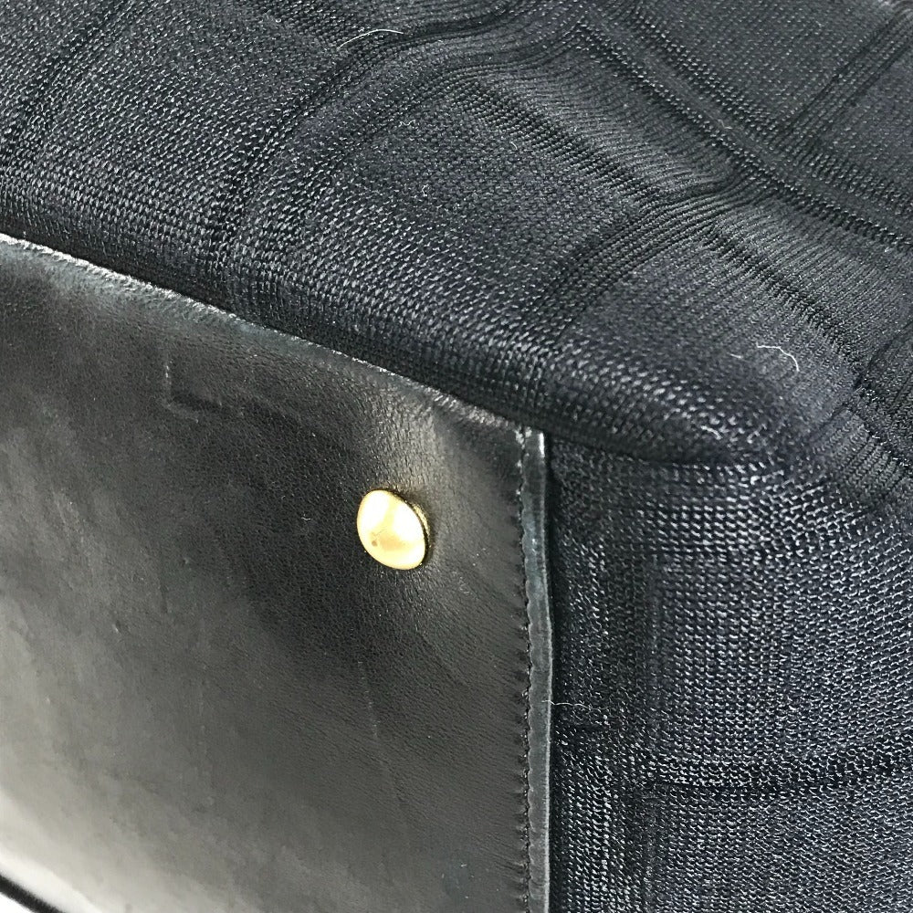 CHANEL CC ココマーク ロゴ チョコバー トートバッグ カバン Wチェーン チェーンバッグ ショルダーバッグ コットン ユニセックス ブラック