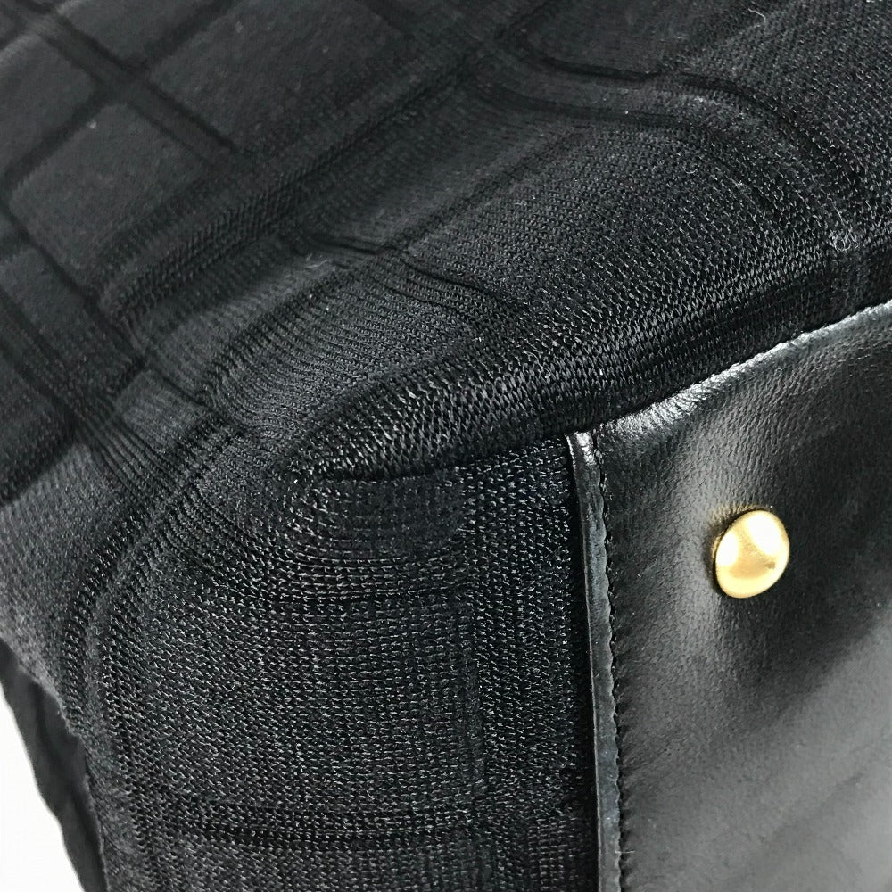 CHANEL CC ココマーク ロゴ チョコバー トートバッグ カバン Wチェーン チェーンバッグ ショルダーバッグ コットン ユニセックス ブラック