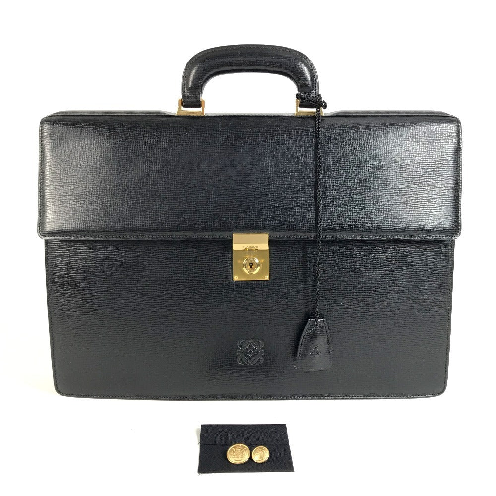 LOEWE Vintage Logo Business Bag Anagram Bag Document Bag Briefcase Handbag Leather Unisex Black