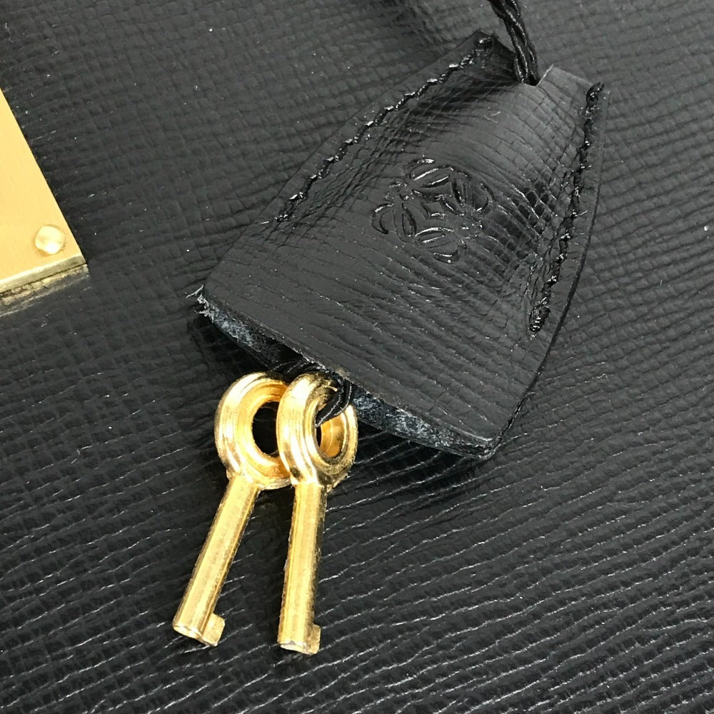 LOEWE Vintage Logo Business Bag Anagram Bag Document Bag Briefcase Handbag Leather Unisex Black