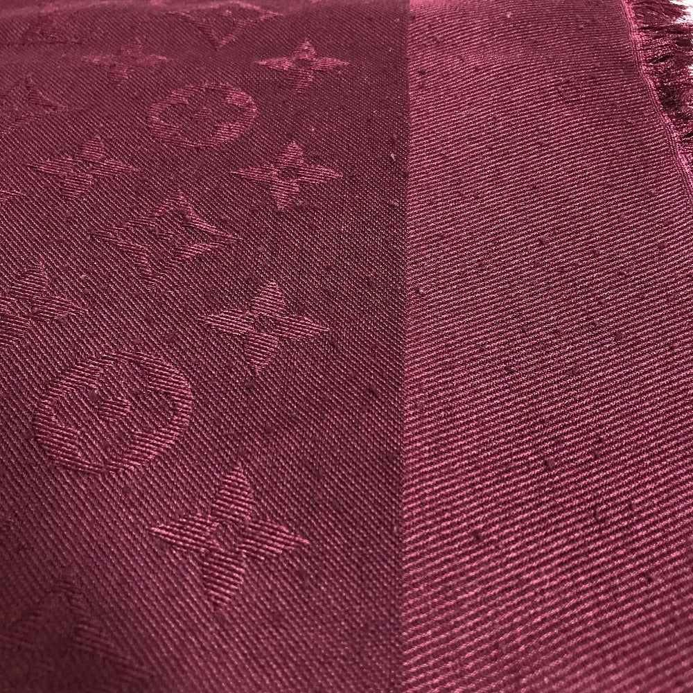 LOUIS VUITTON Fringed Monogram Shawl Large Stole Wool Unisex Purple