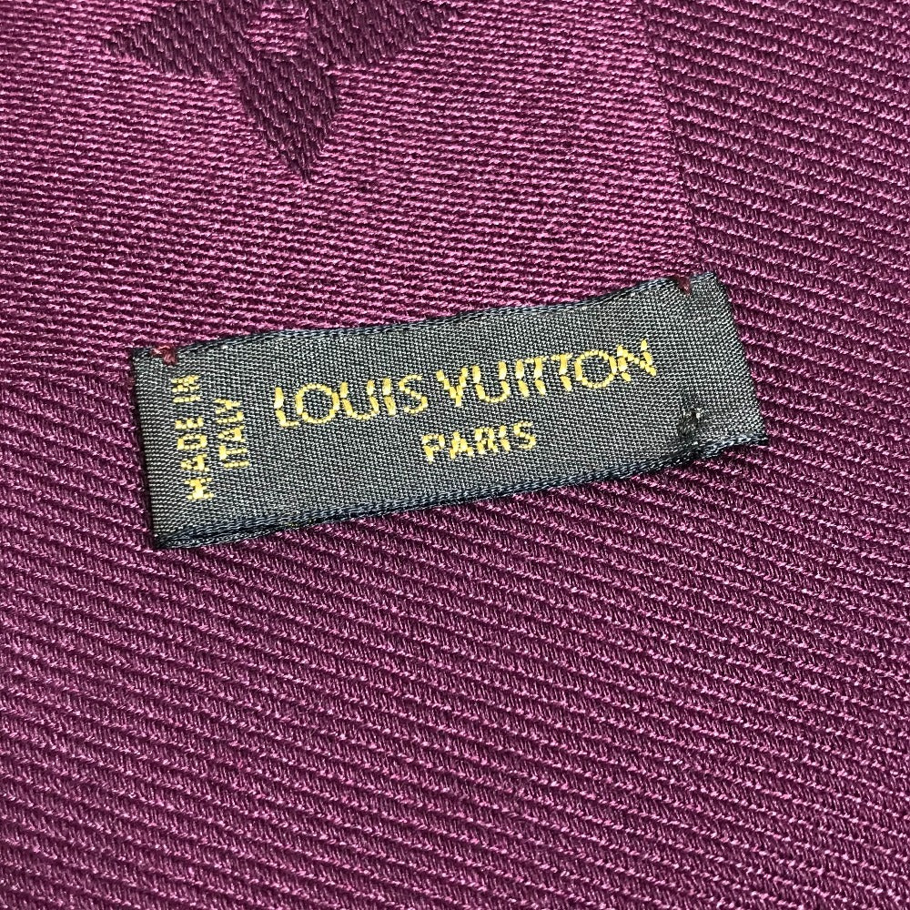 LOUIS VUITTON Fringed Monogram Shawl Large Stole Wool Unisex Purple