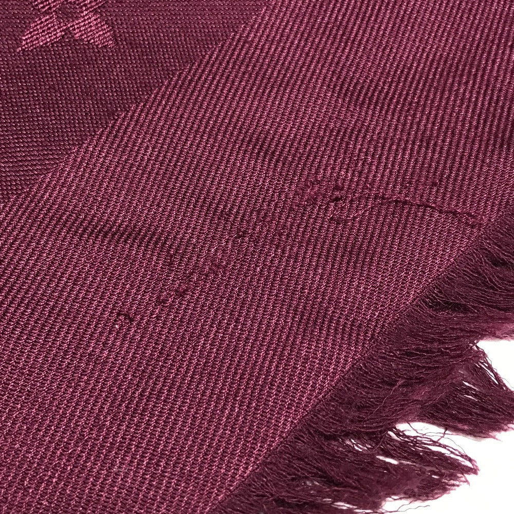 LOUIS VUITTON Fringed Monogram Shawl Large Stole Wool Unisex Purple