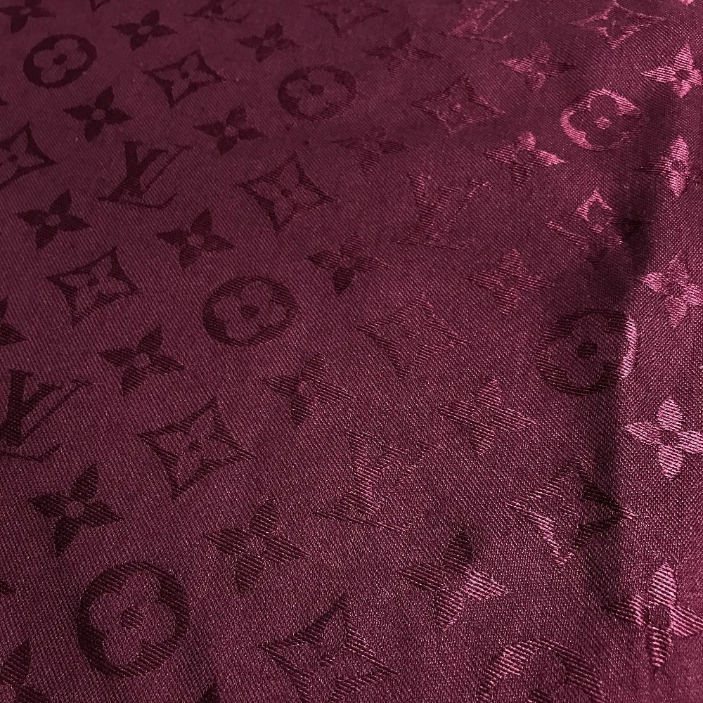 LOUIS VUITTON Fringed Monogram Shawl Large Stole Wool Unisex Purple