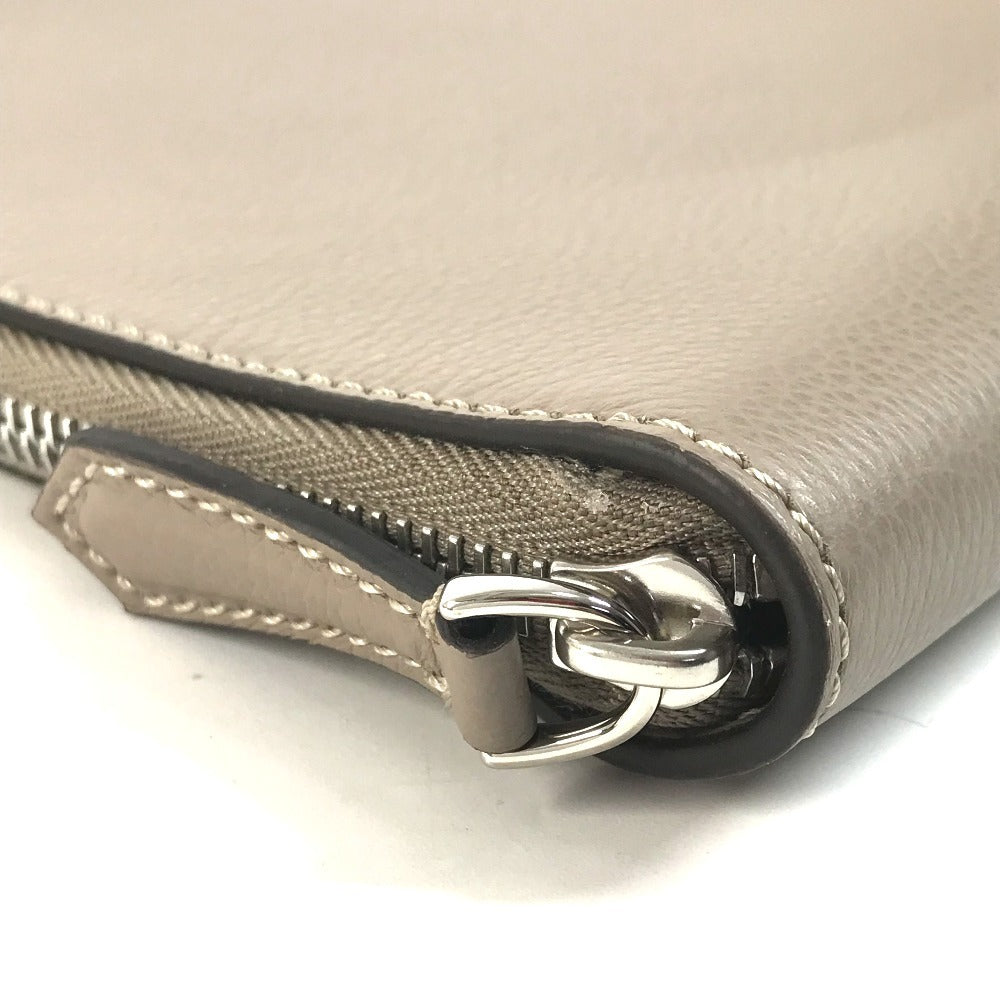 FENDI 7N0167 ロゴ PCケース パソコンケース セカンドバッグ カバン ポーチ クラッチバッグ レザー ユニセックス グレージュ系