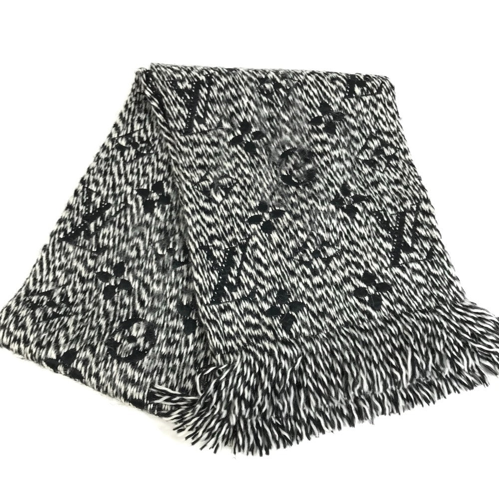 LOUIS VUITTON M70423 Fringe Echarpe Logomania Mix Scarf Accessory Muffler Wool Unisex Black