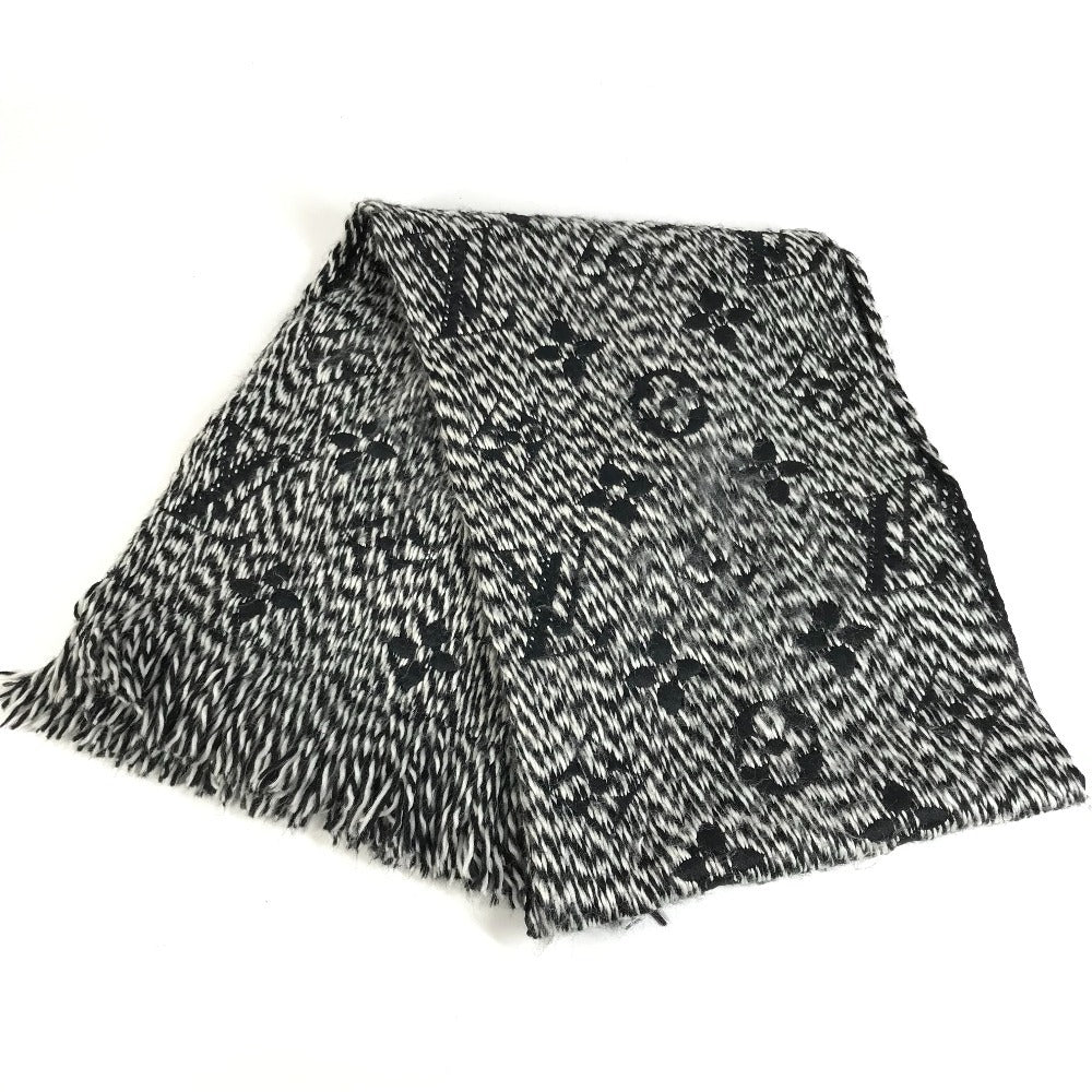 LOUIS VUITTON M70423 Fringe Echarpe Logomania Mix Scarf Accessory Muffler Wool Unisex Black