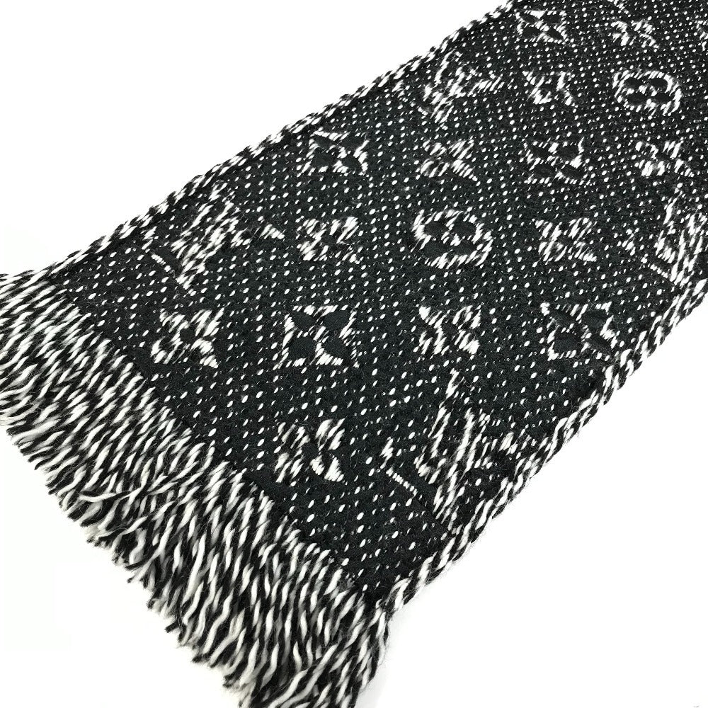 LOUIS VUITTON M70423 Fringe Echarpe Logomania Mix Scarf Accessory Muffler Wool Unisex Black