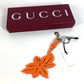 GUCCI 822098 フラワー 花 バッグチャーム チャーム キーホルダー レザー ユニセックス オレンジ