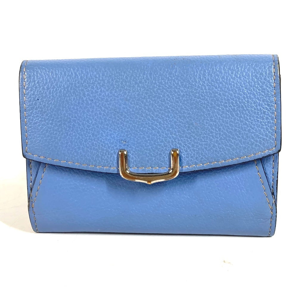 CARTIER Logo Coin Purse Wallet Coin Purse Card Case Leather Unisex Blue
