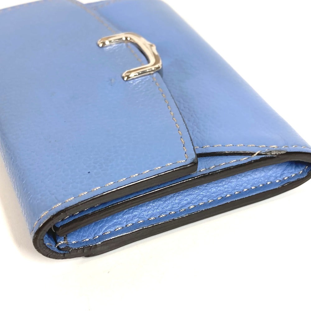 CARTIER Logo Coin Purse Wallet Coin Purse Card Case Leather Unisex Blue