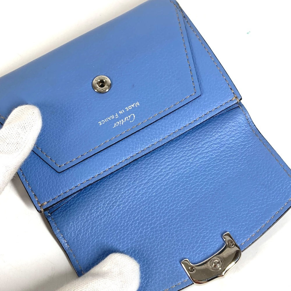 CARTIER Logo Coin Purse Wallet Coin Purse Card Case Leather Unisex Blue