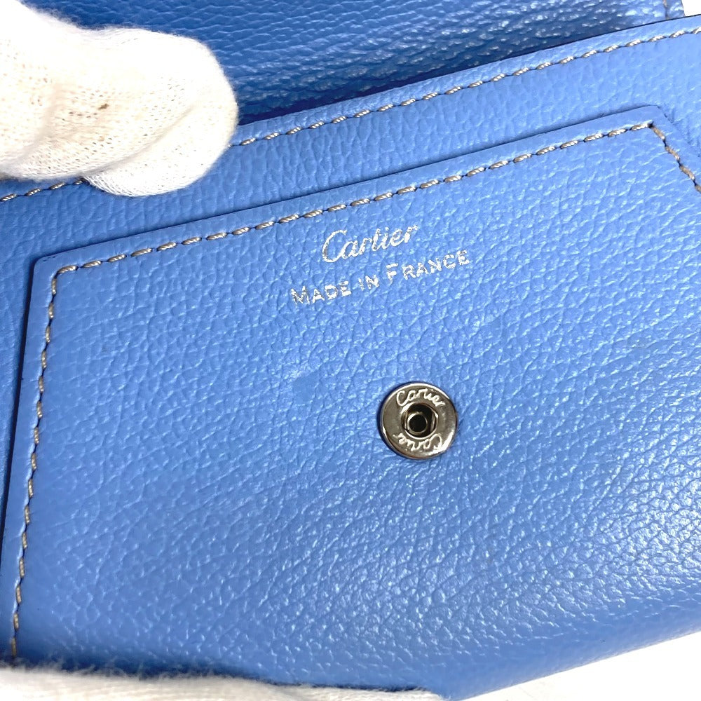CARTIER Logo Coin Purse Wallet Coin Purse Card Case Leather Unisex Blue