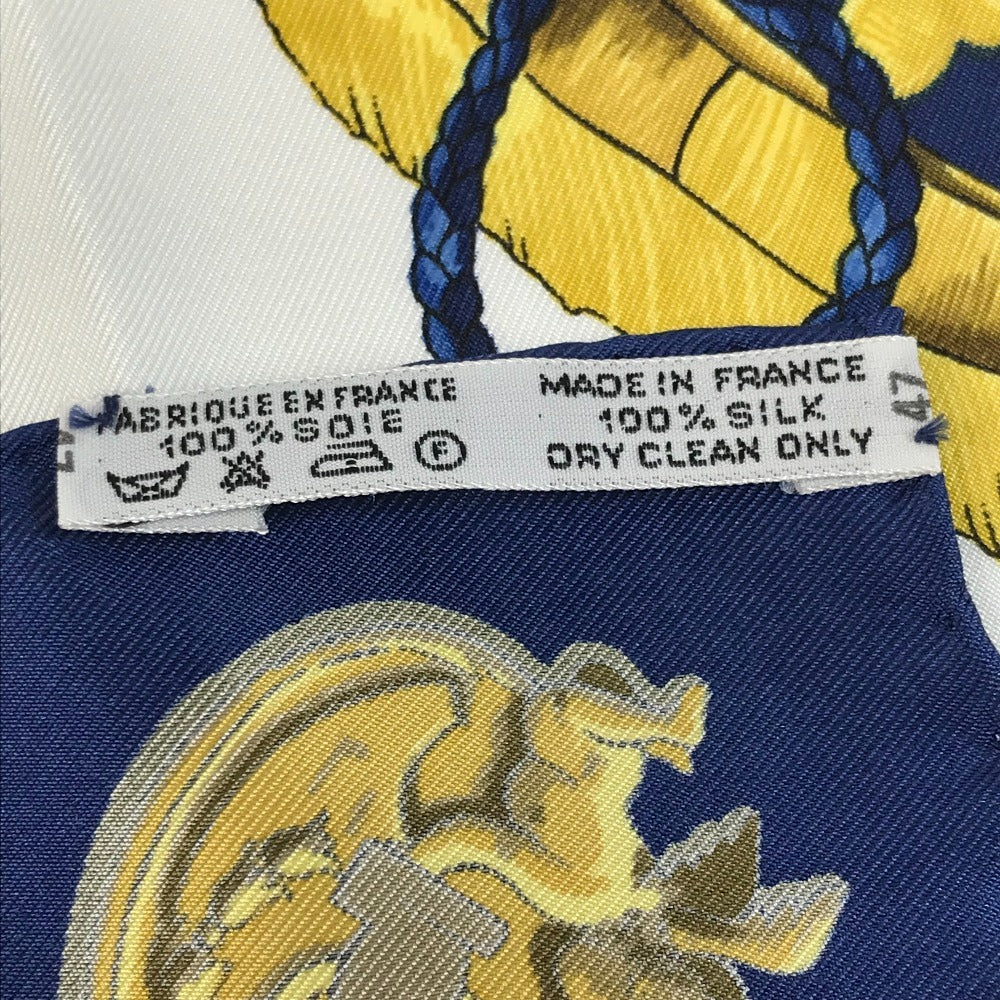 HERMES LES CLES 鍵 カレ90 カレ 90 スカーフ シルク ユニセックス ブルー