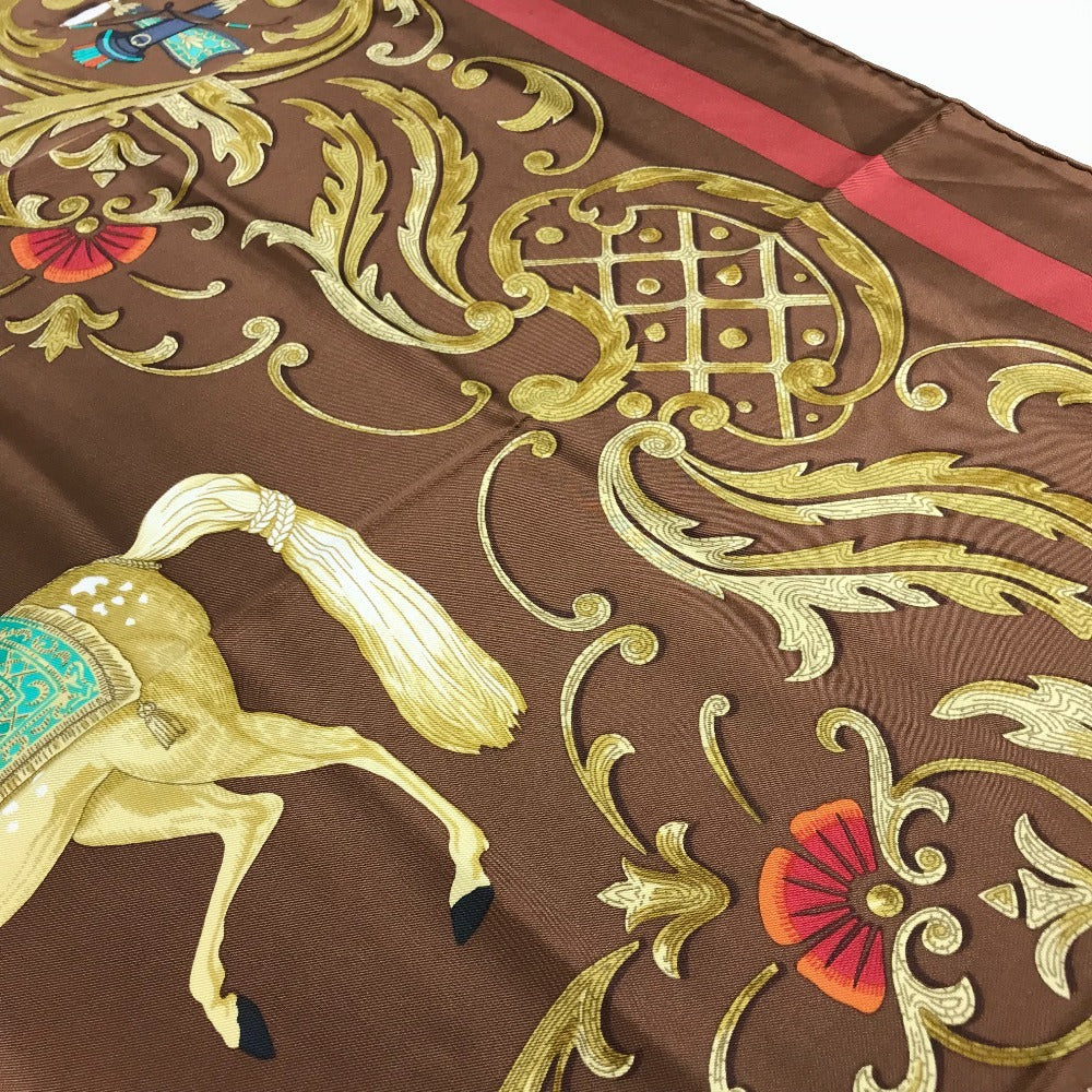 HERMES Cheval Turcトルコの馬 カレ90 カレ 90 スカーフ シルク ユニセックス ブラウン