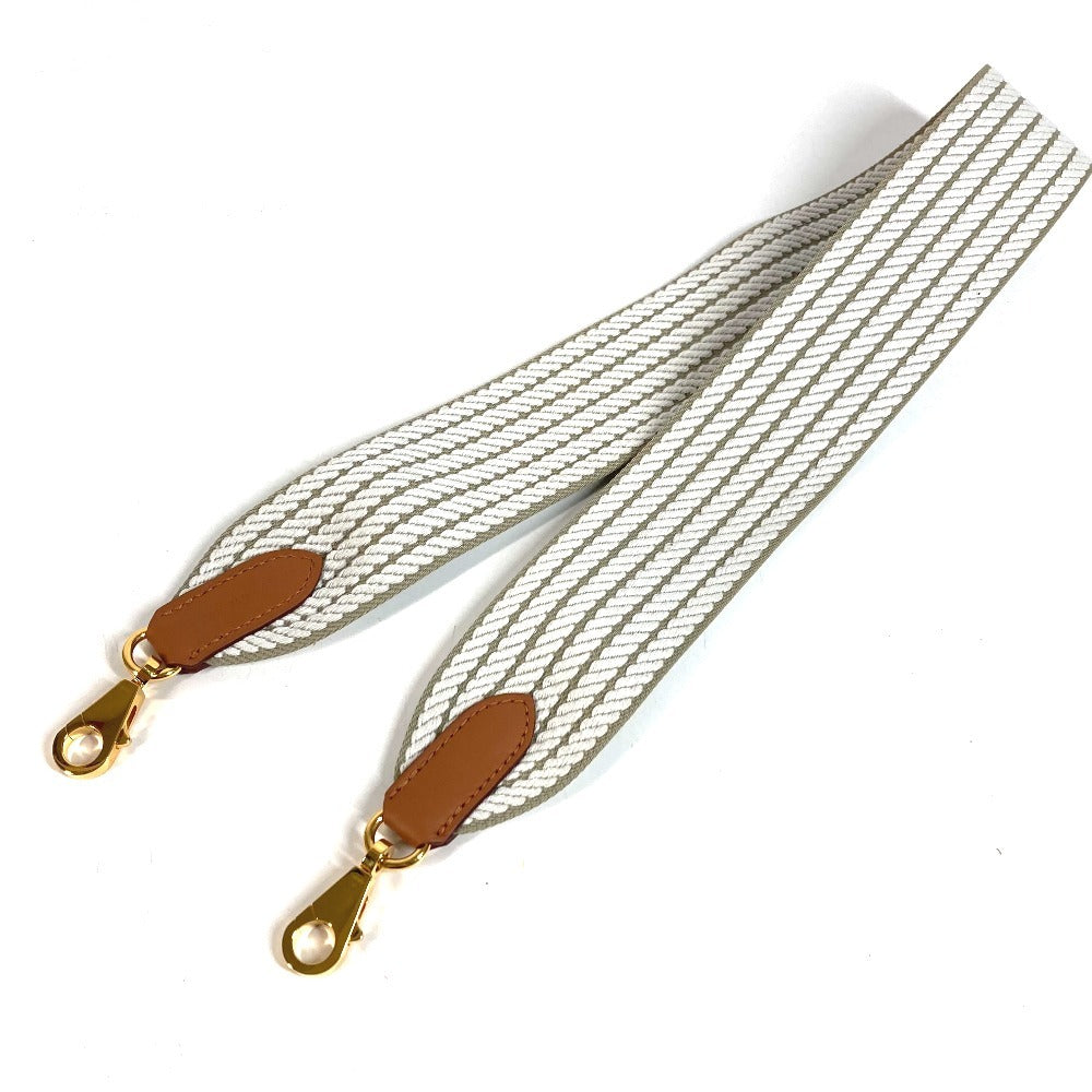 HERMES Bandouliere Sangles Cordage Accessory Shoulder Strap Leather/Canvas Unisex Barriere/Grain/Gold White