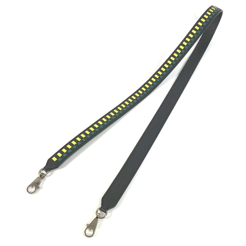 HERMES Bandouliere Tressage de Cuir Shoulder Strap Epsom Unisex Black