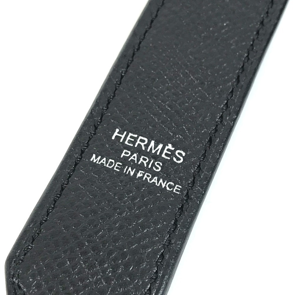 HERMES Bandouliere Tressage de Cuir Shoulder Strap Epsom Unisex Black