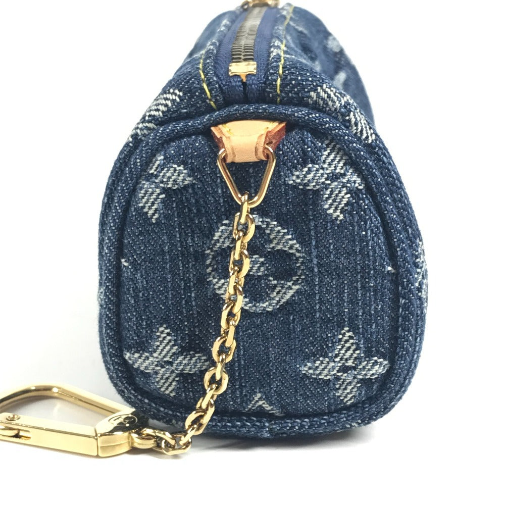LOUIS VUITTON M95082 モノグラムデニム トゥルース スピーディPM キーリング付き コインケース 財布 チャーム ポーチ モノグラムデニム レディース ブルー