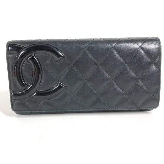 CHANEL A50077 カンボンライン CC ココマーク ロゴ ロングウォレット フラップ 長財布 レザー ユニセックス ブラック