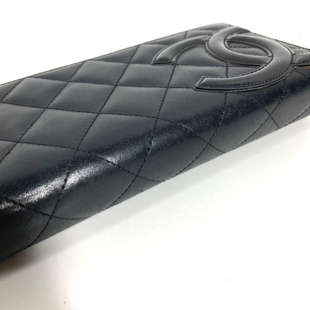 CHANEL A50077 カンボンライン CC ココマーク ロゴ ロングウォレット フラップ 長財布 レザー ユニセックス ブラック