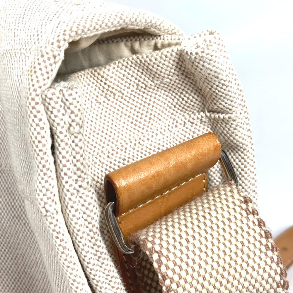 HERMES マザーズバッグ カバン 斜め掛け フラップ ショルダーバッグ コットン ユニセックス ベージュ