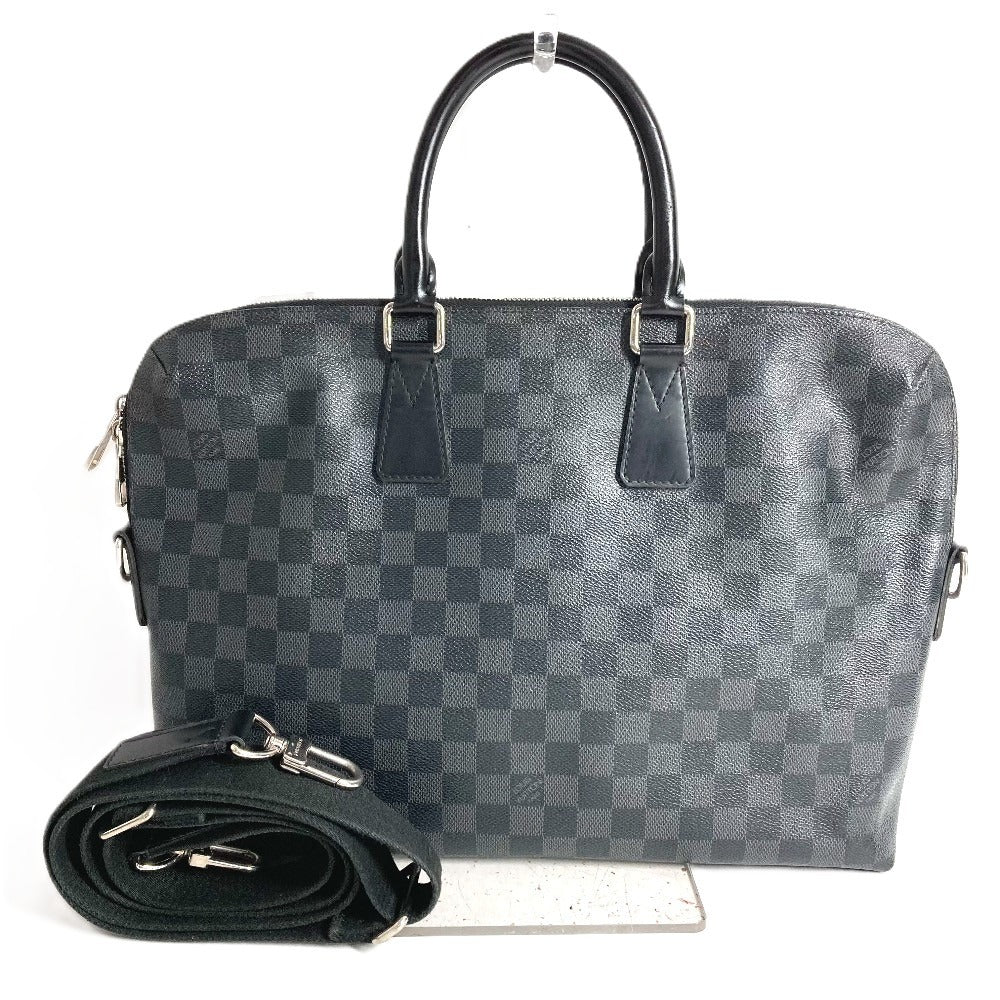 LOUIS VUITTON N48224 Damier Graphite Port Document Jour PDJ Bag Briefcase Handbag Document Bag Business Bag Damier Graphite Canvas Men's Black