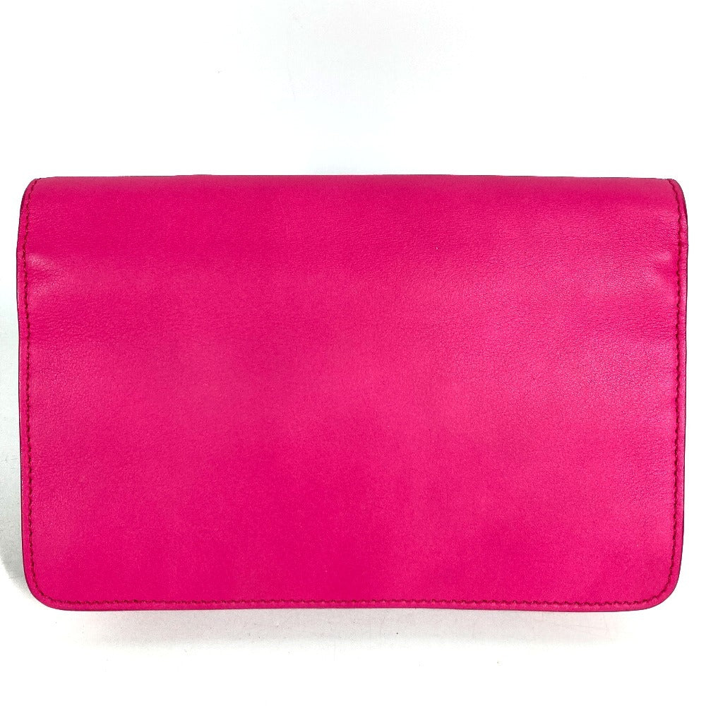 FENDI 8M0346 ショルダーバッグ フラップ FF ロゴ チェーンウォレット ロングウォレット ショルダーウォレット 長財布 レザー ユニセックス ピンク