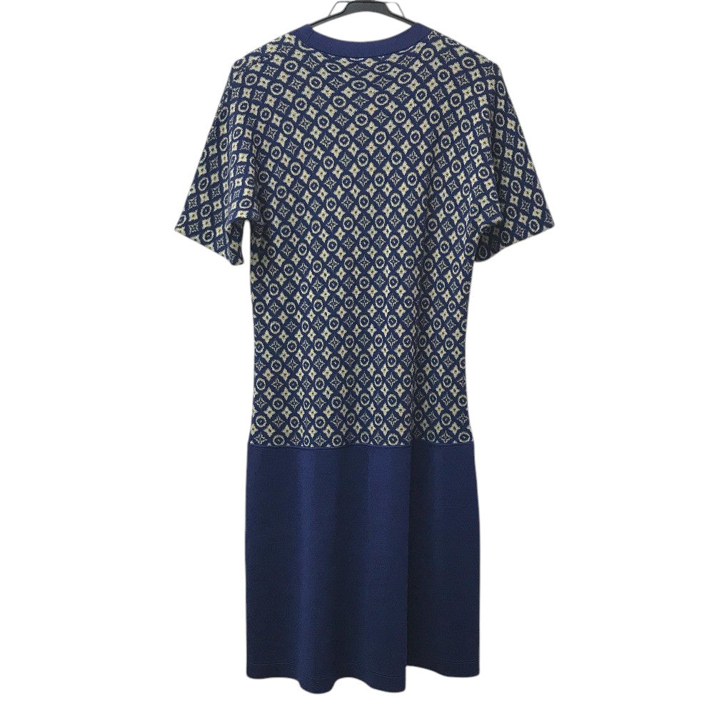 LOUIS VUITTON モノグラム ロゴ ニット 半袖 アパレル RW152A ワンピース シルク レディース ブルー